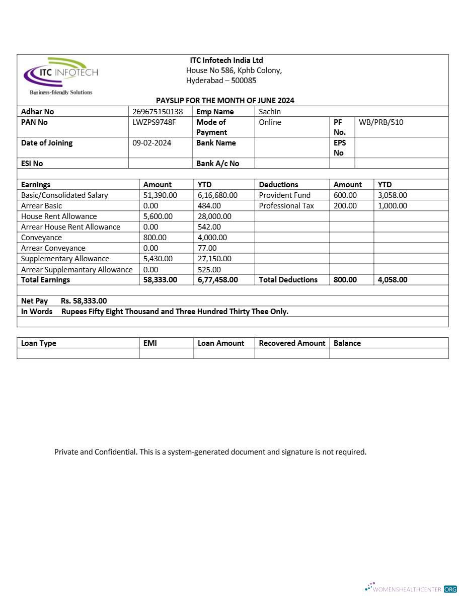 Download ITC Infotech payslip template in Word and PDF formats.pdf, 1 Photoshop template